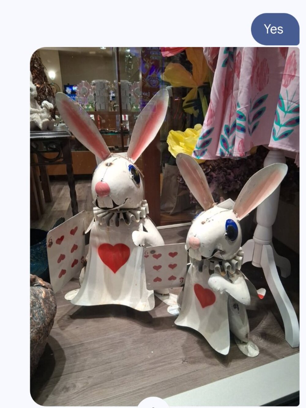 Metal sculpture art Alice in wonderland rabbit card